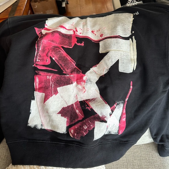 Off-White Black Sweatshirt with Pink and White Design - Picture 1 of 1